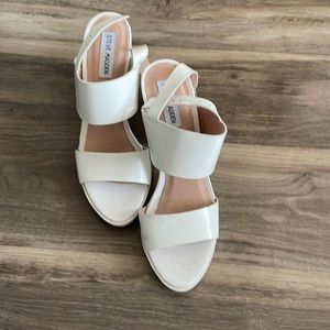 Steve Madden White Heeled Sandals. Barely worn!